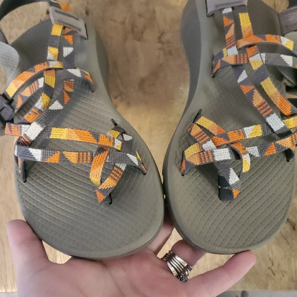 Chaco Z/Cloud X2 Womens Classic Sandals Size 8 Orange Grey White Comfort Hike - Picture 12 of 12
